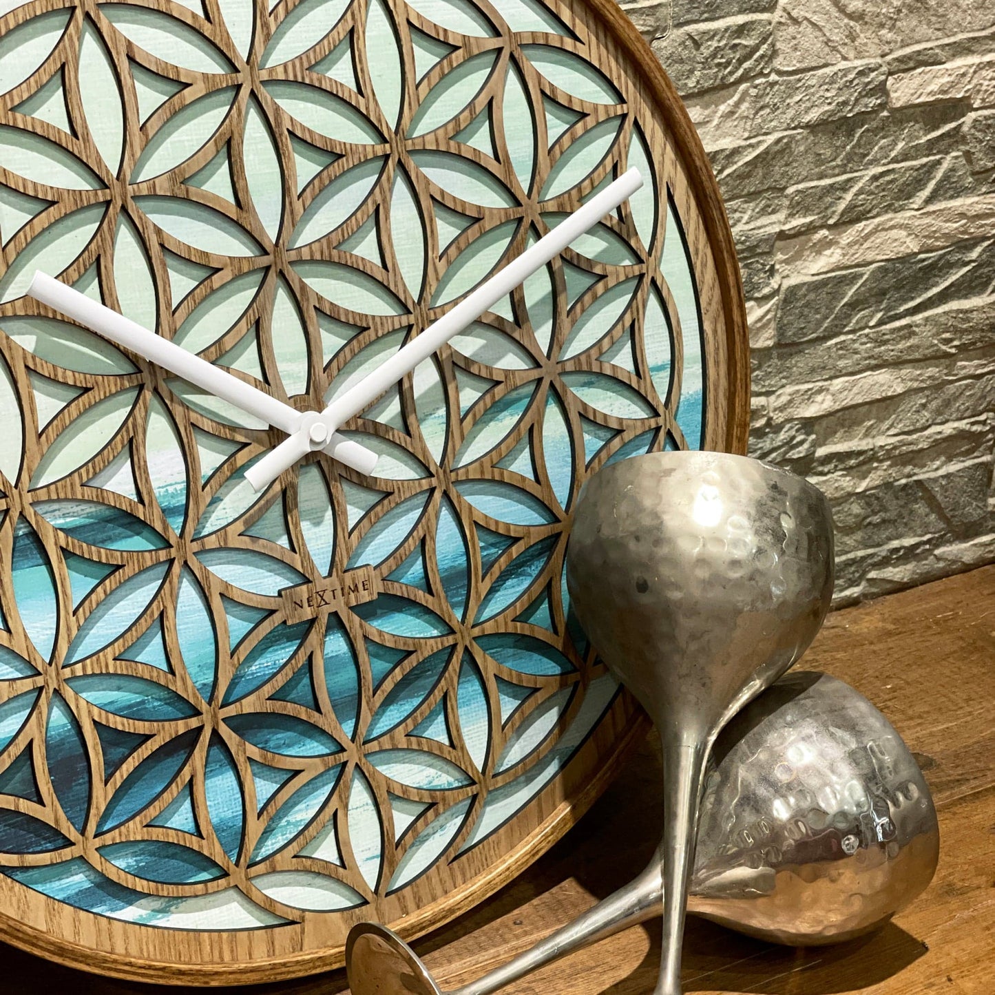 NeXtime Wandklok 40 cm - Geruisloos - Groen - Hout - "Concord"