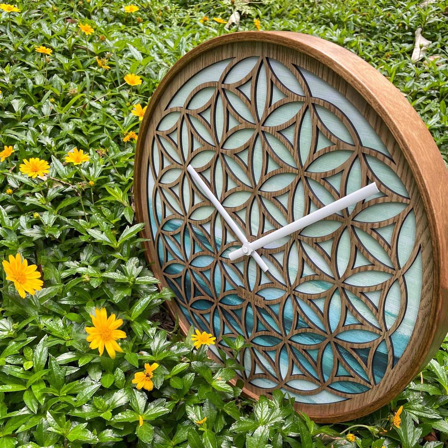 NeXtime Wandklok 40 cm - Geruisloos - Groen - Hout - "Concord"