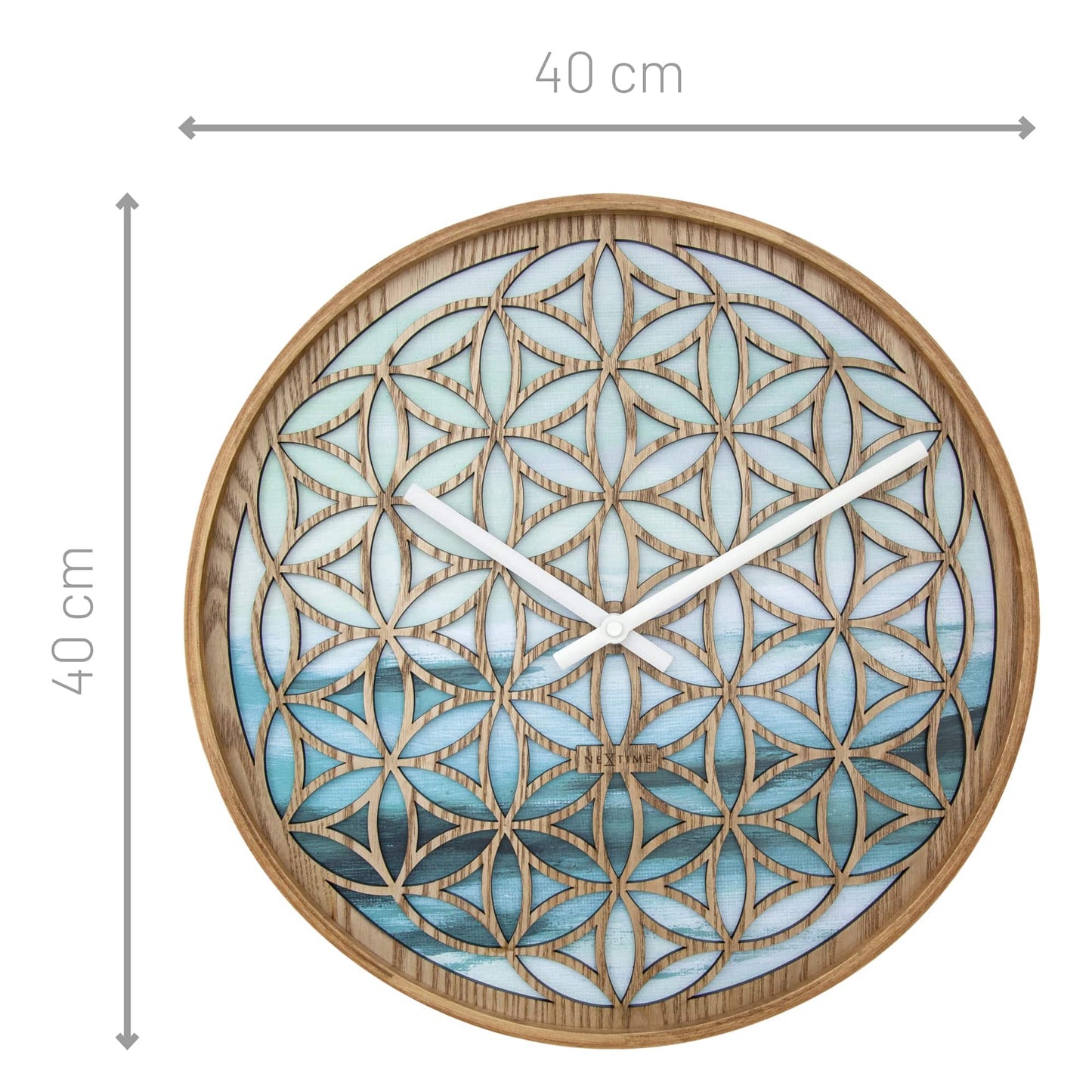 NeXtime Wandklok 40 cm - Geruisloos - Groen - Hout - "Concord"