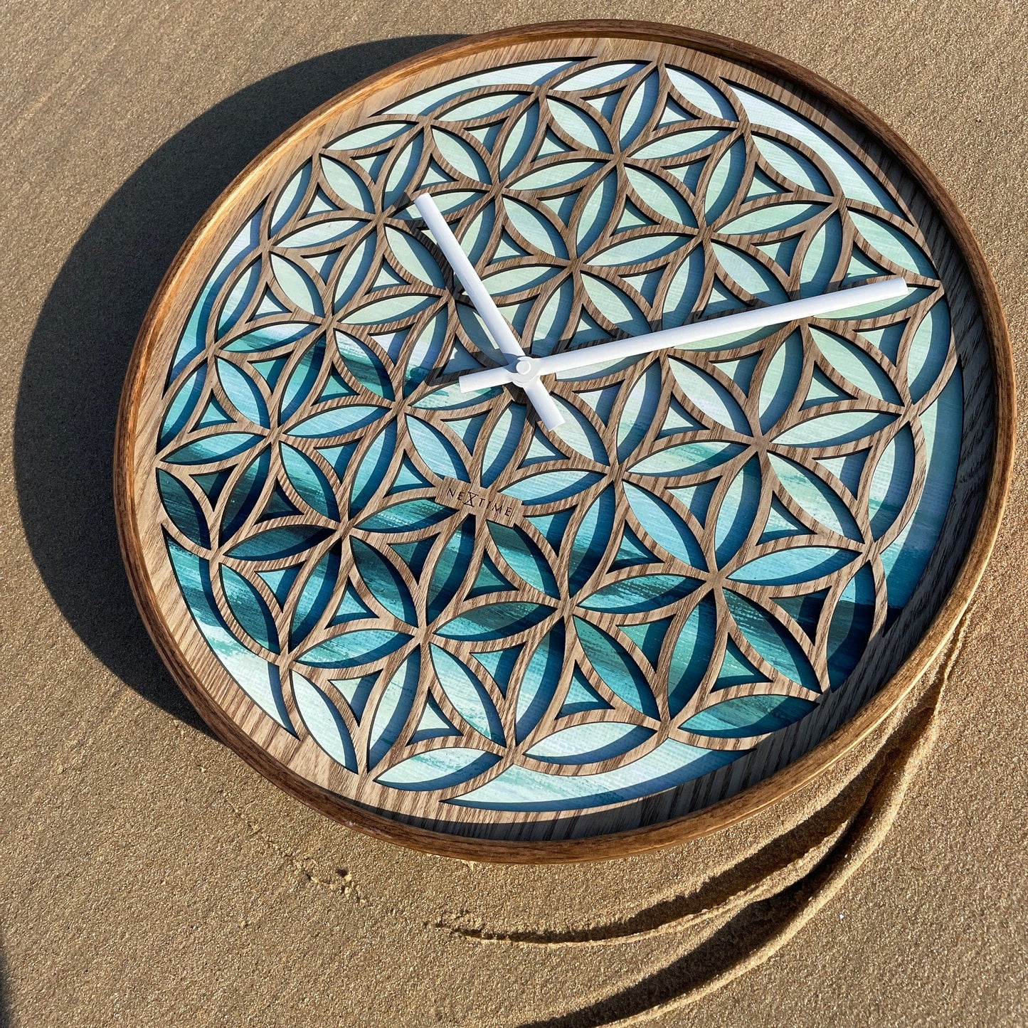 NeXtime Wandklok 40 cm - Geruisloos - Groen - Hout - "Concord"