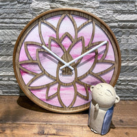 NeXtime Wandklok 40 cm - Geruisloos - Roze - Hout - "Lotus"