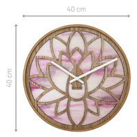 NeXtime Wandklok 40 cm - Geruisloos - Roze - Hout - "Lotus"