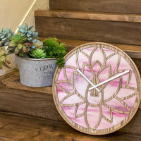 NeXtime Wandklok 40 cm - Geruisloos - Roze - Hout - "Lotus"