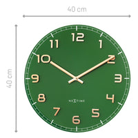NeXtime Wandklok 40 cm - Stil - Groen - Glas/Aluminium - "Classy Medium"