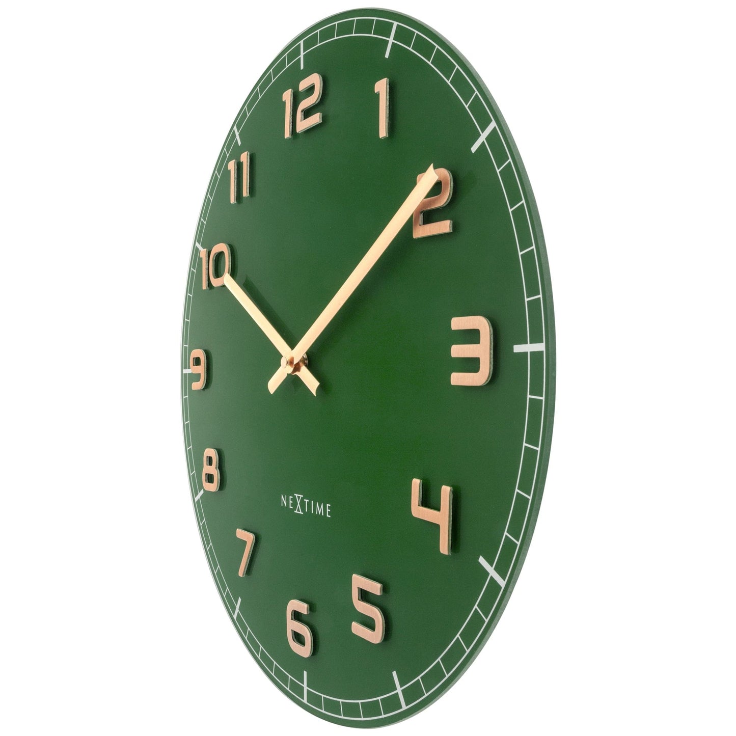 NeXtime Wandklok 40 cm - Stil - Groen - Glas/Aluminium - "Classy Medium"