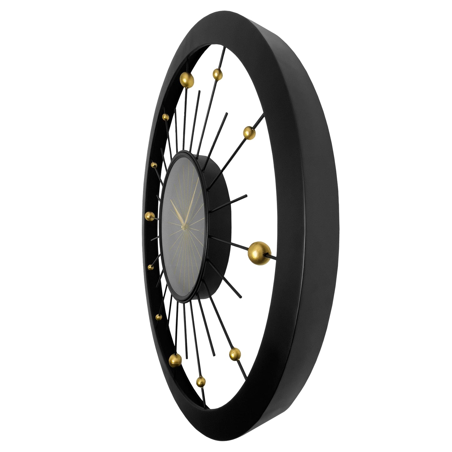 Wandklok 90cm-Geruisloos-Zwart-Metaal-NeXtime 'Orbit Large'