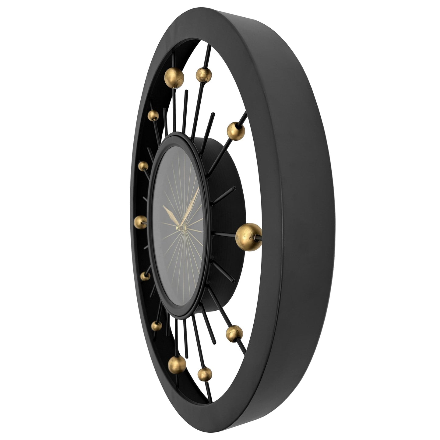 Wandklok 60cm-Geruisloos-Zwart-Metaal-NeXtime 'Orbit'