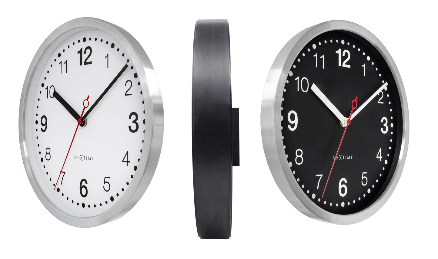 Wandklok 32,3 x 28 x 10 cm - stil - wit & zwart - aluminium - NeXtime 'Double'