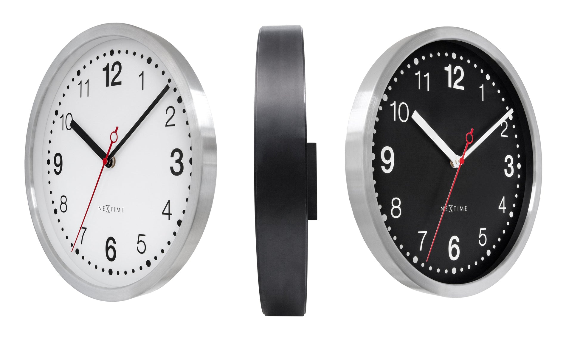 Wandklok 32,3 x 28 x 10 cm - stil - wit & zwart - aluminium - NeXtime 'Double'