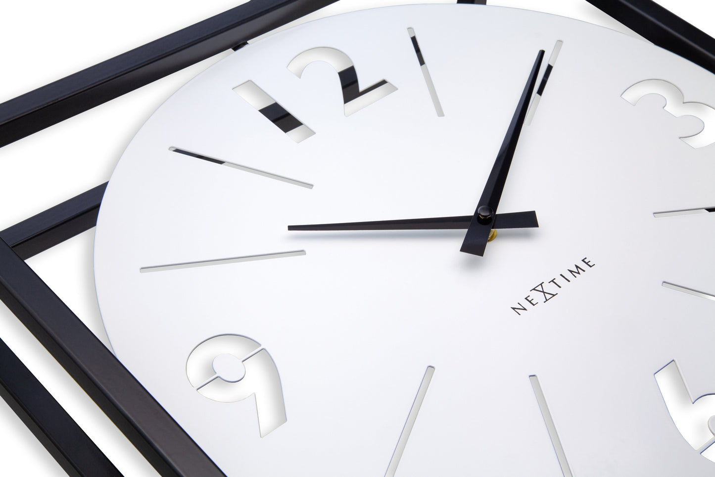 Tafel-/wandklok 40 x 40 x 9,5 cm - Metaal - Zwart / Wit - NeXtime 'Time Frame'