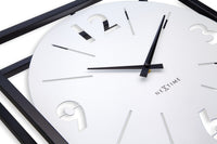 Tafel-/wandklok 40 x 40 x 9,5 cm - Metaal - Zwart / Wit - NeXtime 'Time Frame'