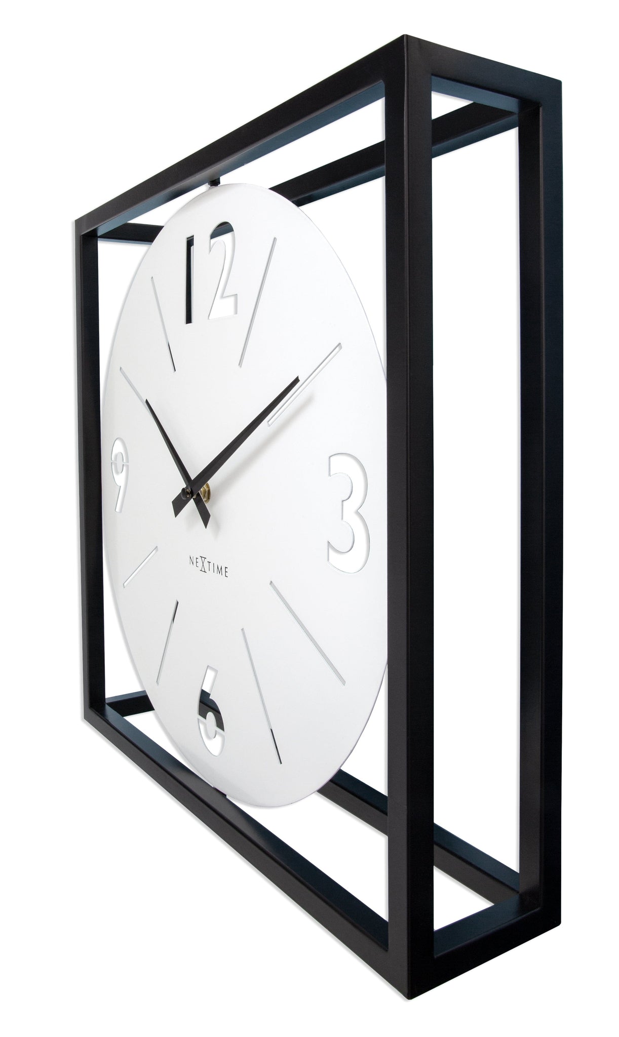 Tafel-/wandklok 40 x 40 x 9,5 cm - Metaal - Zwart / Wit - NeXtime 'Time Frame'