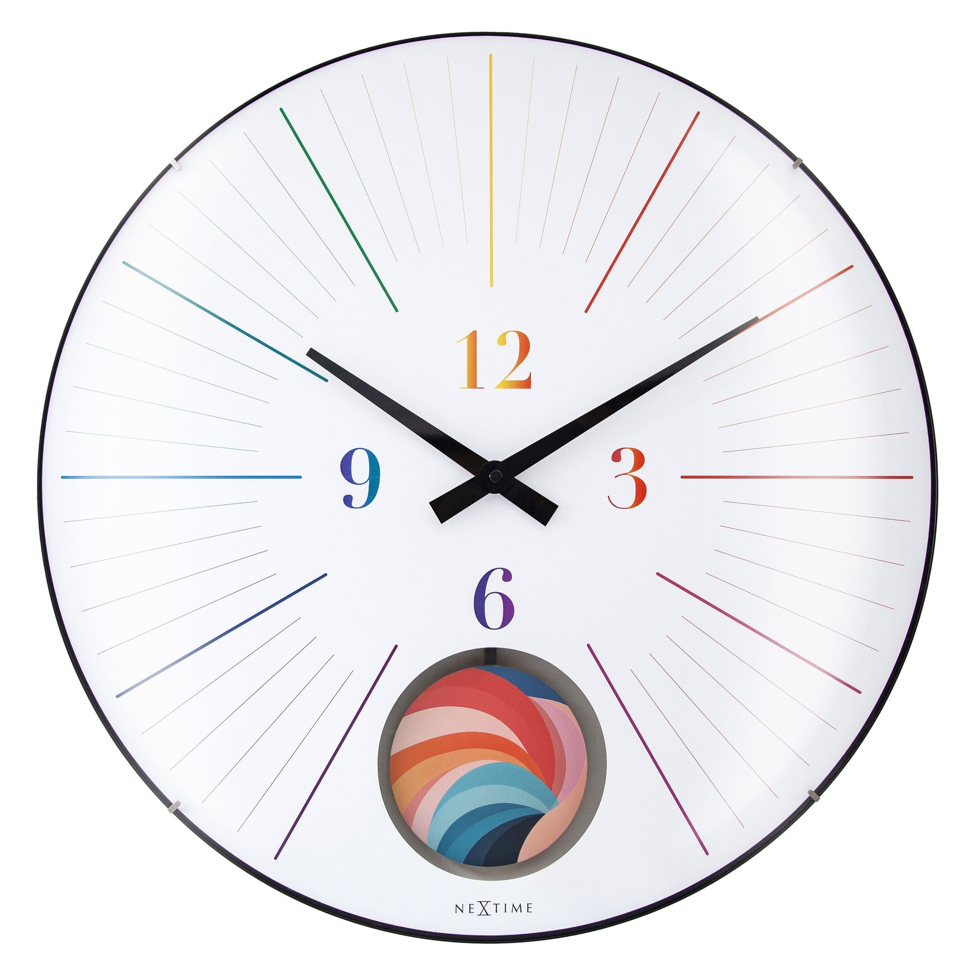 Grote wandklok 50 cm bolle glasplaat-stil-slinger-NeXtime 'Duomo 50 Pendulum'