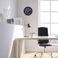 Wandklok 35 cm-Geruisloos-Zwart-Geanodiseerd aluminium-NeXtime 'Station All Black'