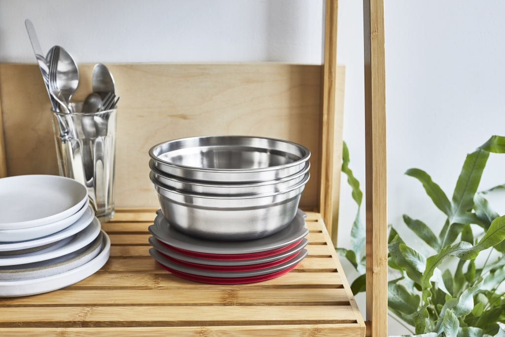 Black+Blum Steel Feeding Bowl Small - Meal Preparation - Ø170mm - H 59mm - Gray/Red