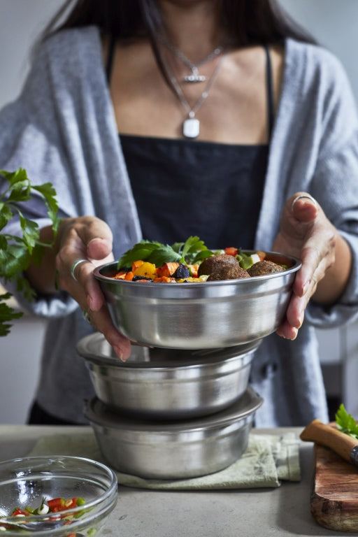 Black+Blum Steel Feeding Bowl Small - Meal Preparation - Ø170mm - H 59mm - Gray/Red