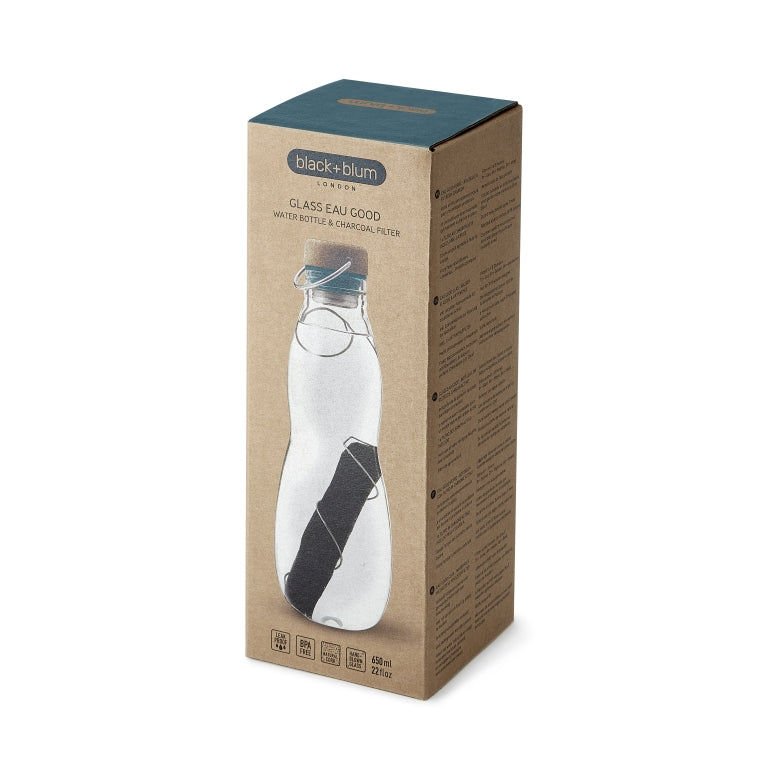 Black+Blum Eau Good Glass - Water Bottle - 0.65L - Blue