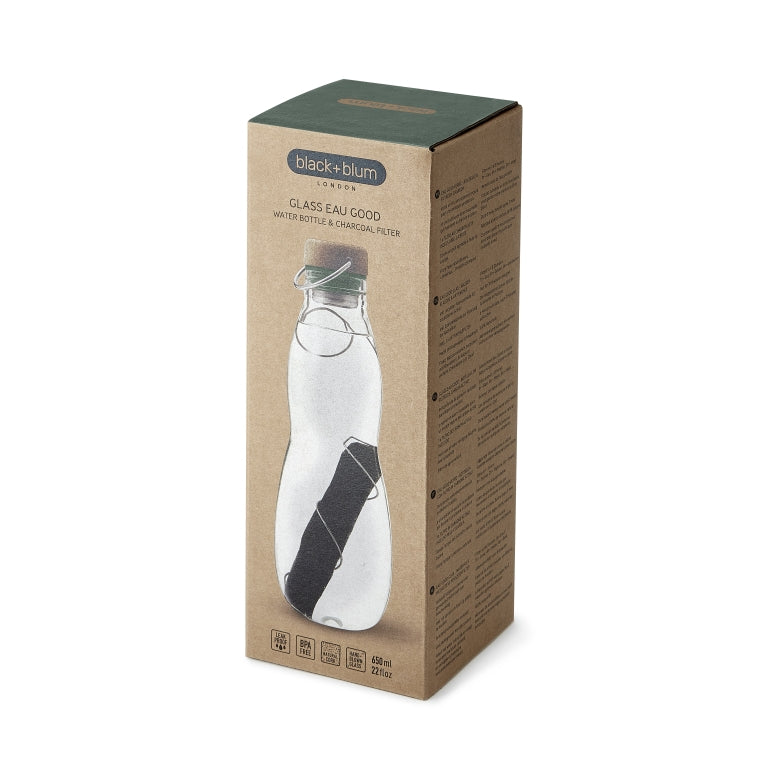 Black+Blum Eau Good Glass - Water Bottle - 0.65L - Olive Green