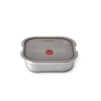 Black+Blum Stalen voedselbox vierkant - voor maaltijdvoorbereiding - 195x189x58mm - Grijs/Rood