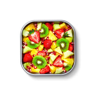 Black+Blum Stalen voedselbox vierkant - voor maaltijdvoorbereiding - 195x189x58mm - Grijs/Rood