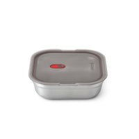 Black+Blum Stalen voedselbox vierkant - voor maaltijdvoorbereiding - 195x189x58mm - Grijs/Rood