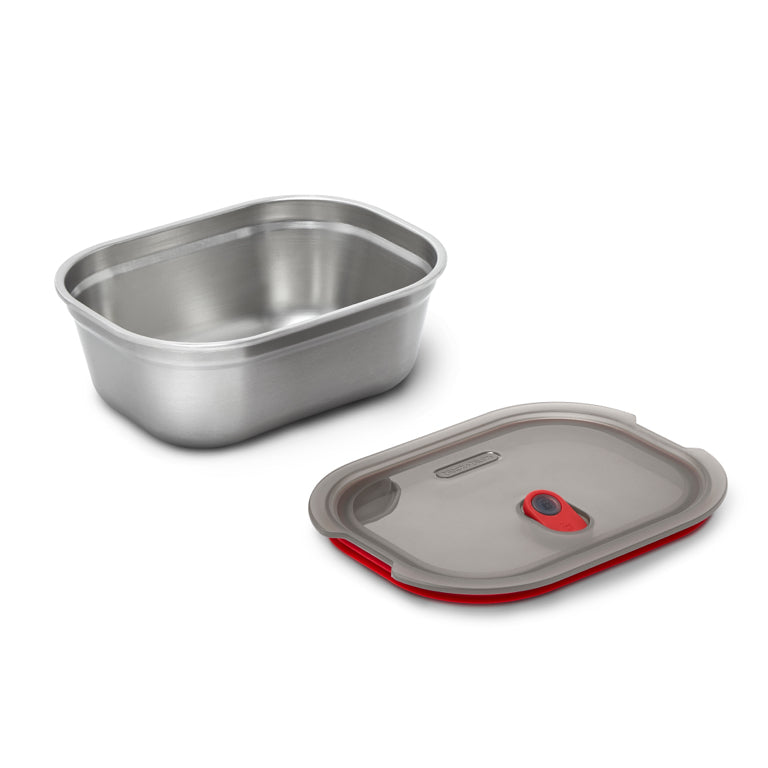 Black+Blum RVS-voedseldoos Groot - Maaltijdvoorbereiding - Grijs/Rood