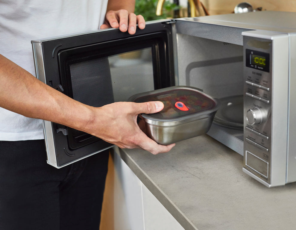 Black+Blum RVS-voedseldoos Groot - Maaltijdvoorbereiding - Grijs/Rood