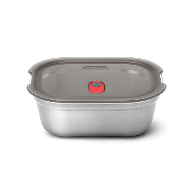 Black+Blum Stalen voedselbox middelgroot - Maaltijdvoorbereiding - 190x143x73mm - Grijs/Rood
