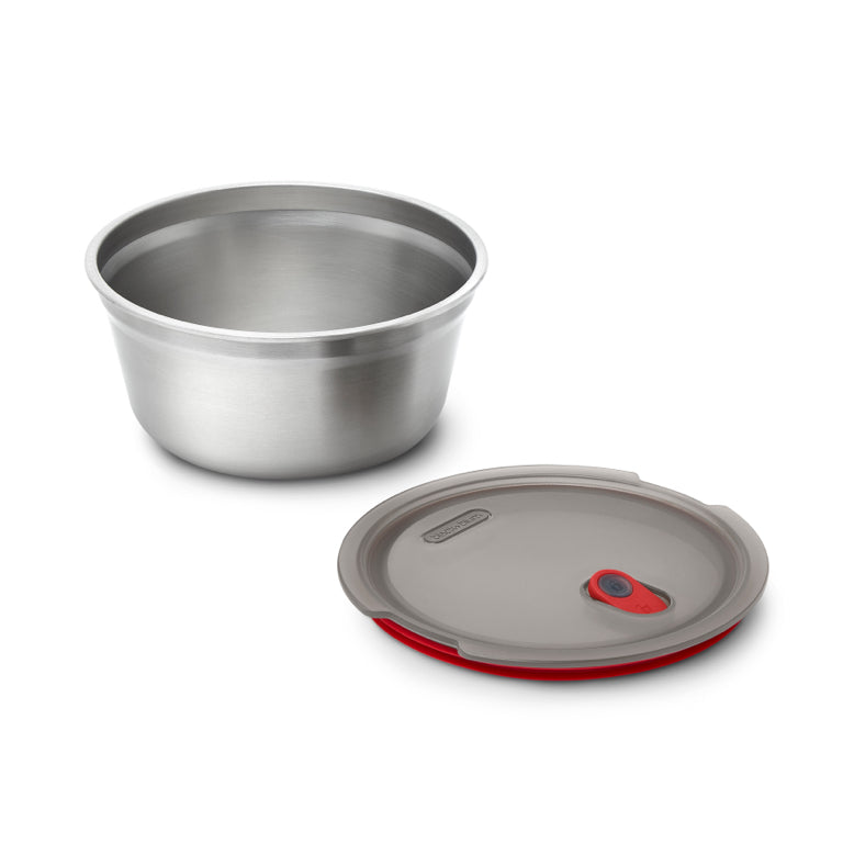 Black+Blum RVS-voedselkom groot - voor maaltijdvoorbereiding - Ø 170 mm - H 81 mm - Grijs/Rood