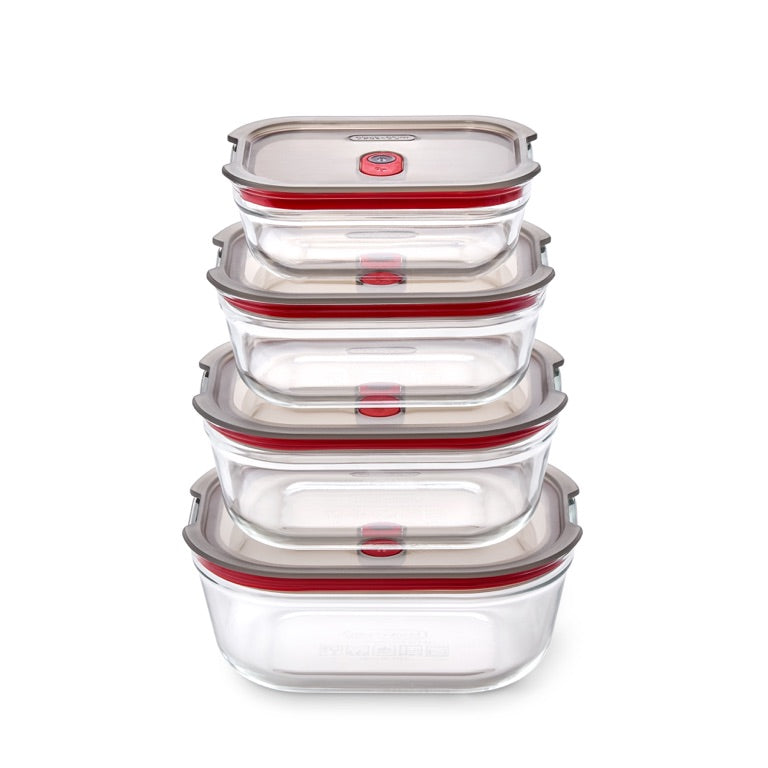 Black+Blum set glazen voedseldozen, gemengd (XS/S/M/L) - maaltijdvoorbereiding - set van 4