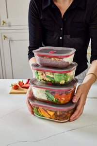 Black+Blum set glazen voedseldozen, gemengd (XS/S/M/L) - maaltijdvoorbereiding - set van 4