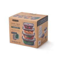 Black+Blum set glazen voedseldozen, gemengd (XS/S/M/L) - maaltijdvoorbereiding - set van 4