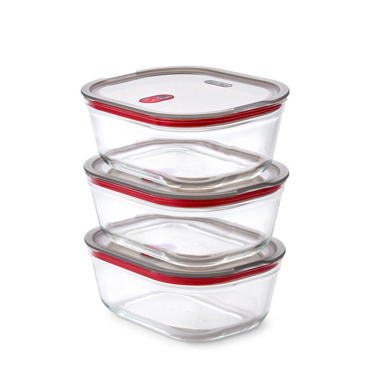Black+Blum glazen voedselbox groot - maaltijdvoorbereiding - set van 3