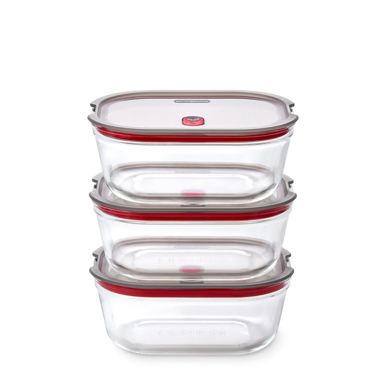 Black+Blum glazen voedselbox groot - maaltijdvoorbereiding - set van 3