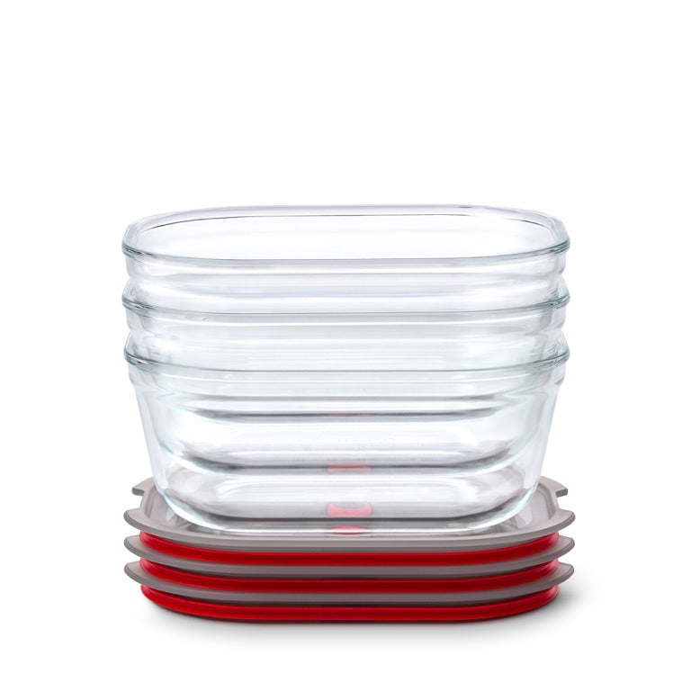 Black+Blum glazen voedselbox groot - maaltijdvoorbereiding - set van 3
