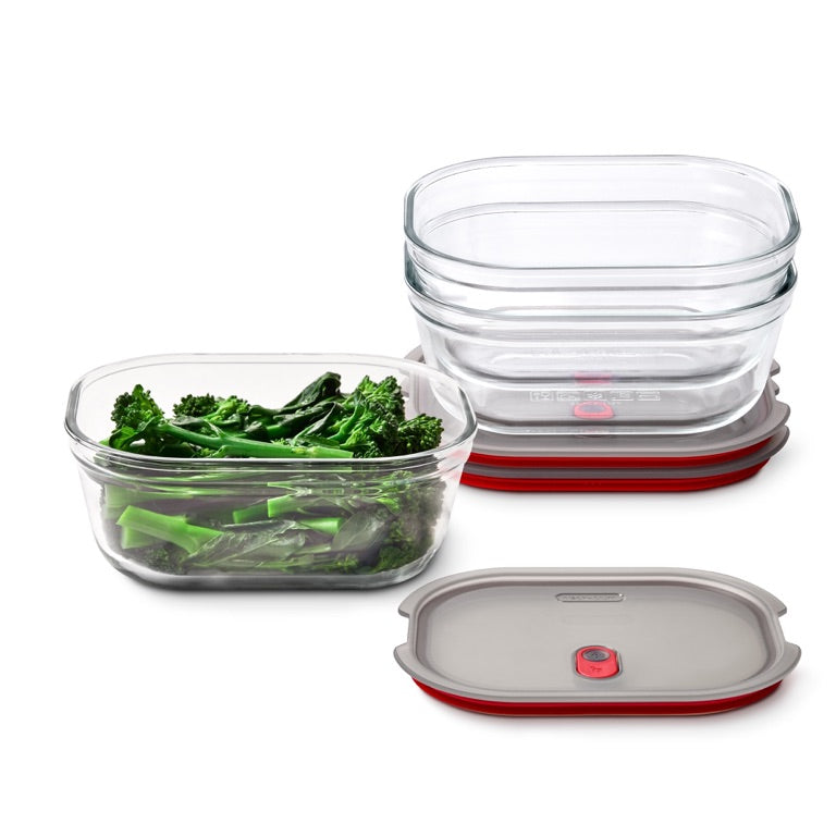 Black+Blum glazen voedselbox groot - maaltijdvoorbereiding - set van 3