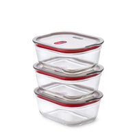 Black+Blum Set van 3 middelgrote glazen bewaardozen - maaltijdvoorbereiding