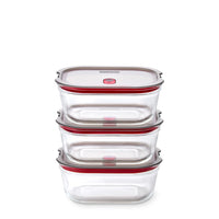 Black+Blum Set van 3 middelgrote glazen bewaardozen - maaltijdvoorbereiding