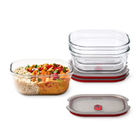 Black+Blum Set van 3 middelgrote glazen bewaardozen - maaltijdvoorbereiding