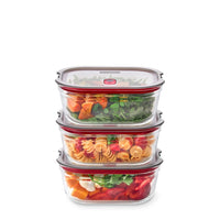 Black+Blum Set van 3 middelgrote glazen bewaardozen - maaltijdvoorbereiding