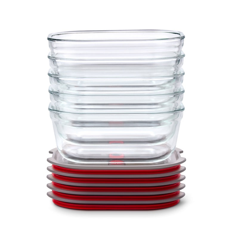 Black+Blum Glazen bewaardoos set middelgroot - maaltijdvoorbereiding - set van 5