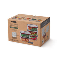 Black+Blum Glazen bewaardoos set middelgroot - maaltijdvoorbereiding - set van 5