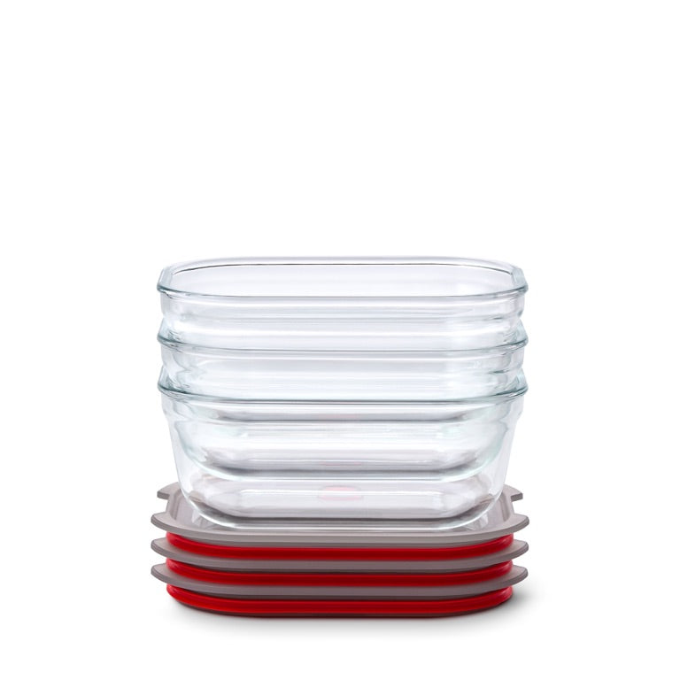 Black+Blum glazen voedseldoos set klein - maaltijdvoorbereiding - set van 3