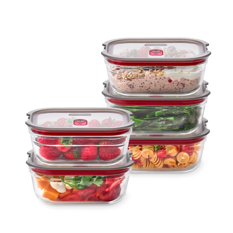 Black+Blum glazen voedselbox set klein - maaltijdvoorbereiding - set van 5