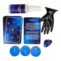 Gift Republic Palm Reading Night kaarsjes, kaarten, hand en cleasing mist, inhoud verpakking