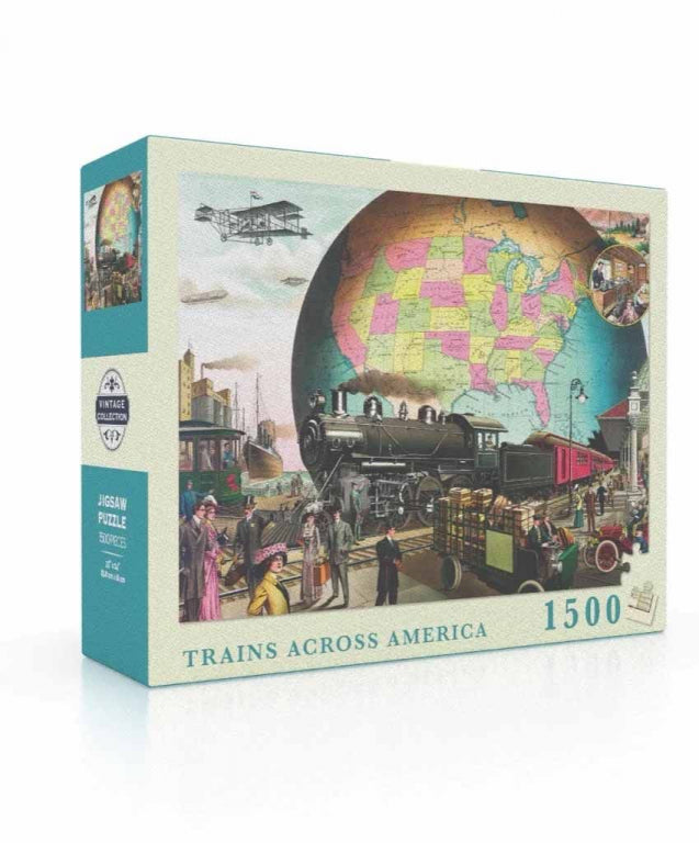 New York Puzzle Company Puzzle Züge quer durch Amerika - 1500 Teile