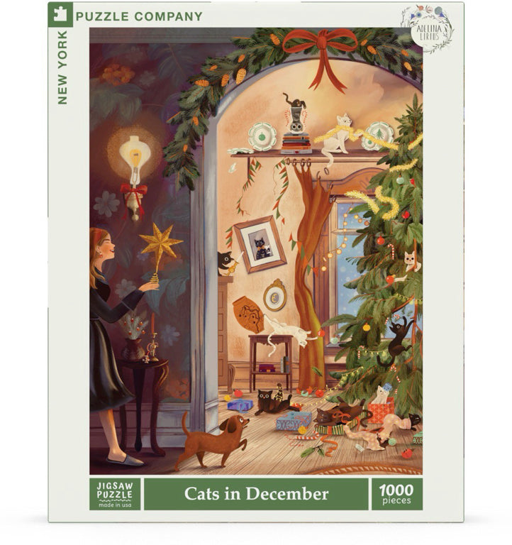 New York Puzzle Company Puzzel - Katten in december - 1000 stukjes