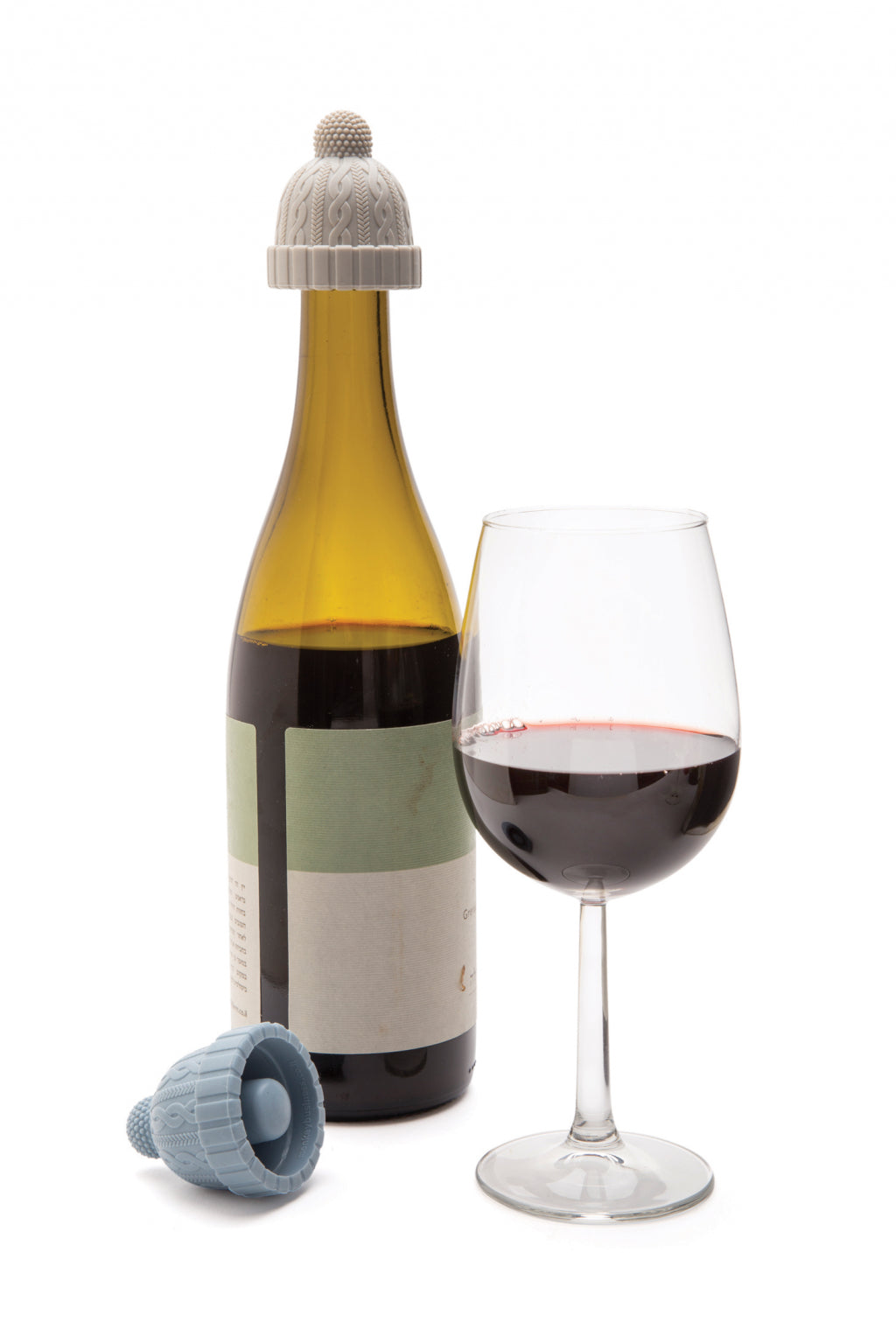 Monkey Business Wine Stopper Beanie Set of 2 - Blue/Gray