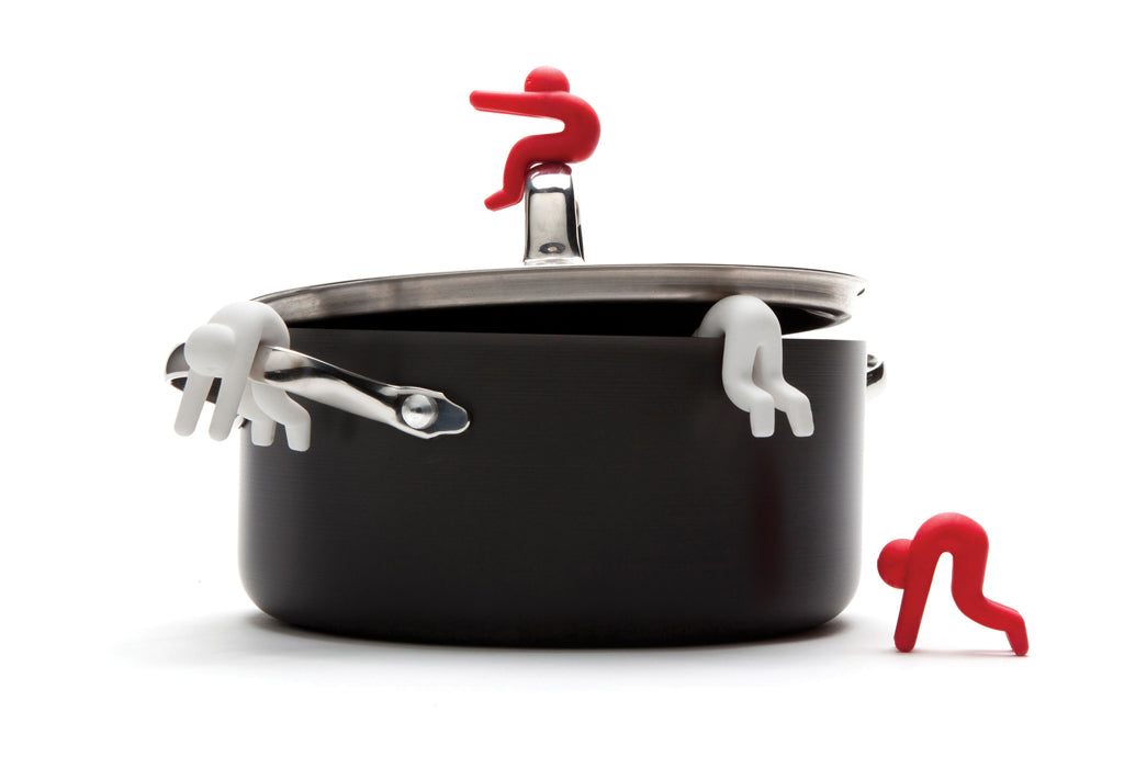 Monkey Business Deckelhalter Lid Sid 2er Set - Rot/Weiß