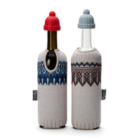 Monkey Business flessenhoes en wijnstopper Wine Knits set van 4 - rood/grijs